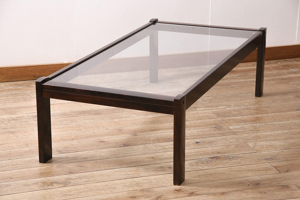 オールドカリモク ヴィンテージ センターテーブル マーブル ラタン レトロ