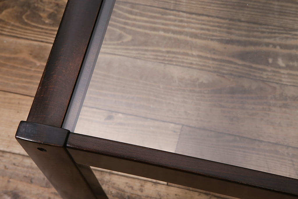 カリモク家具 希少オールド ガラステーブル／ローテーブル／昭和レトロ