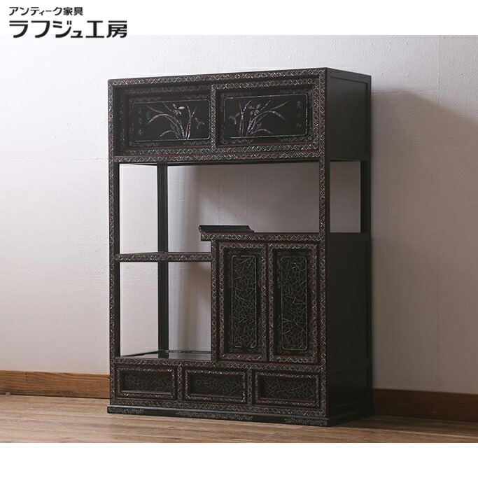 楽天市場】和製アンティーク 昭和中期 飾り棚 時代物 螺鈿装飾 七宝