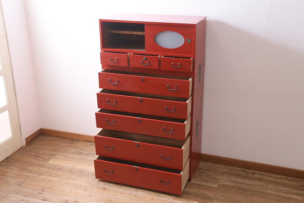 楽天市場】アンティーク家具 昭和初期 桐箪笥 総桐材 すりガラス