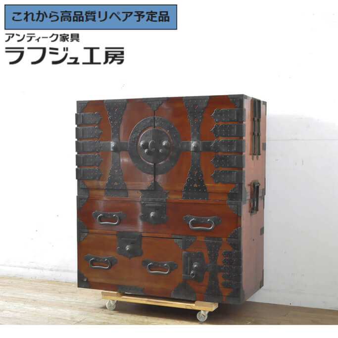 時代箪笥 純和風アンティーク 和たんす 重ね箪笥 前欅 古民家 蔵出し