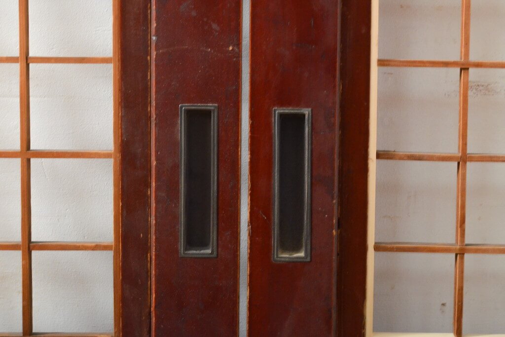 京都 お茶屋の襖戸 明治時代の超アンティーク 4枚 木製 京都 お茶屋の