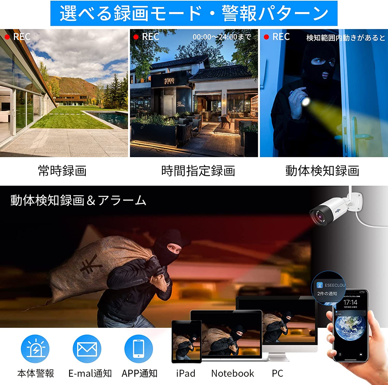 楽天市場】【500万画素・双方向の音声】防犯カメラ ワイヤレス 一体型