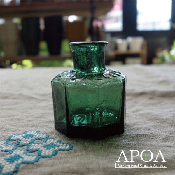 楽天市場】アンティーク インクボトル インクビン 緑 小瓶 小さなビン