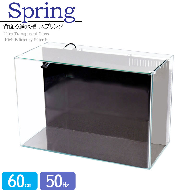楽天市場】水槽 60cm 背面ろ過水槽【60×30×40cm 52L】スプリング R600