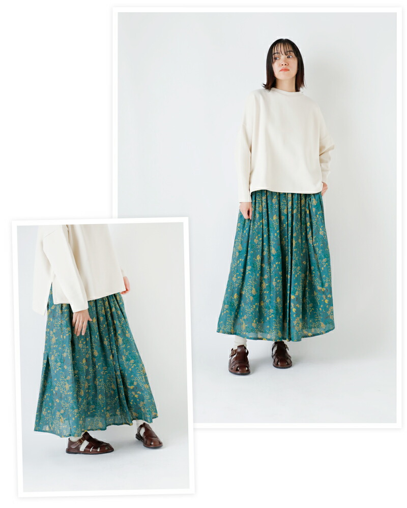 楽天市場】SOIL ソイル コットン フラワープリント ギャザー スカート