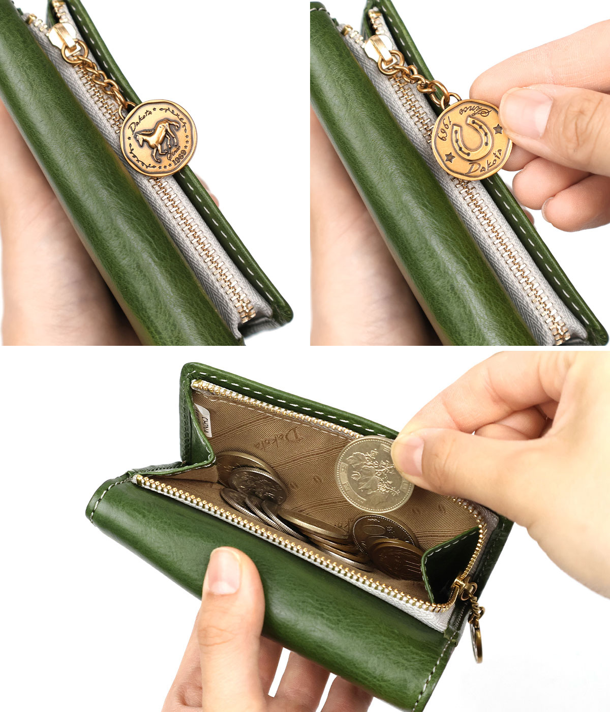 楽天市場】三つ折り財布 L字ファスナー小銭入れ 馬 馬蹄 Dakota ダコタ