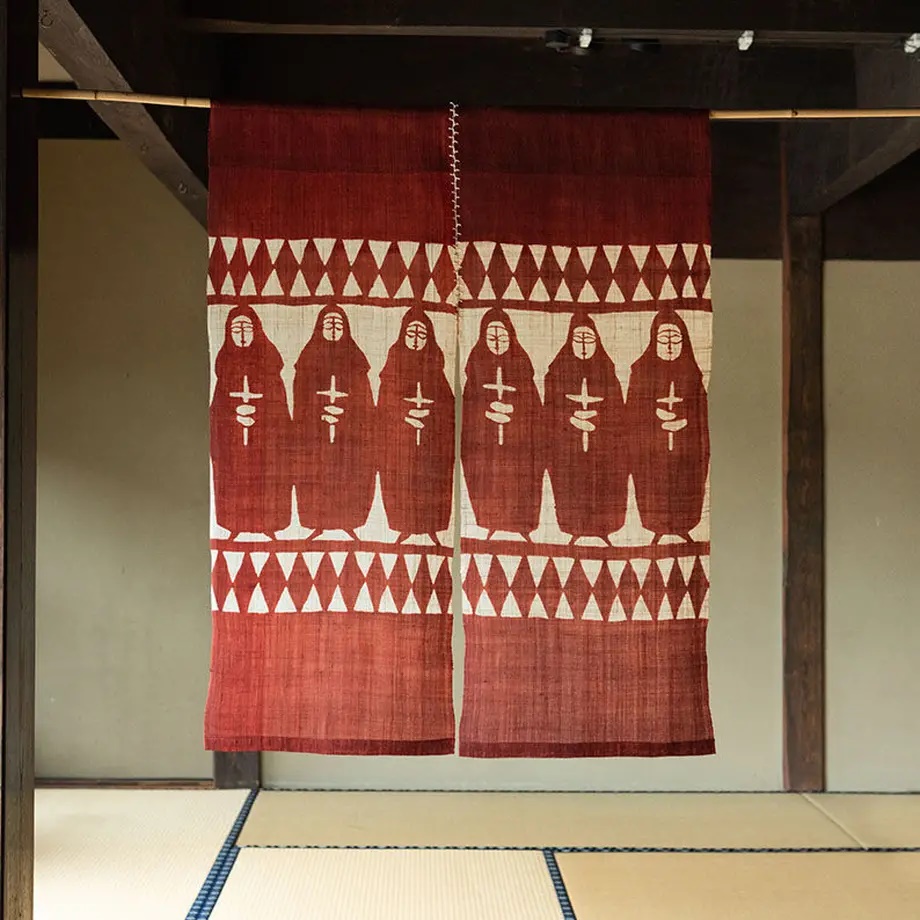 暖簾 型染め 自然布 麻 苧麻 手績み 民藝 型染め工房たかだ