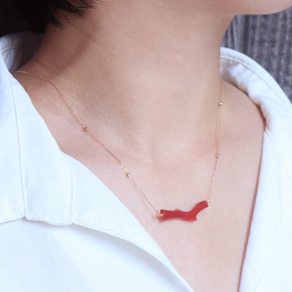 楽天市場】≪1年保証付きき≫ 日本産血赤珊瑚 枝 K18 ネックレス