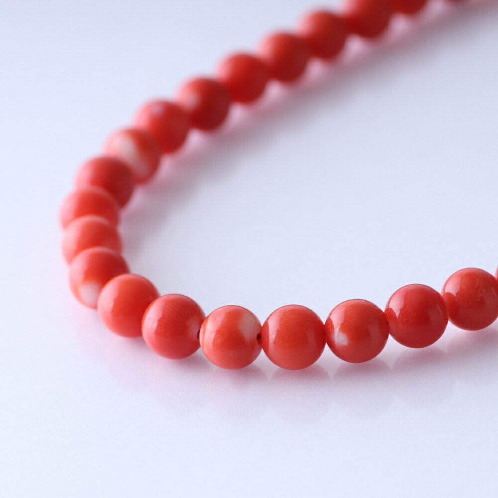 楽天市場】≪1年保証付き≫ 日本産桃珊瑚2.8〜6ミリ玉45センチシルバー