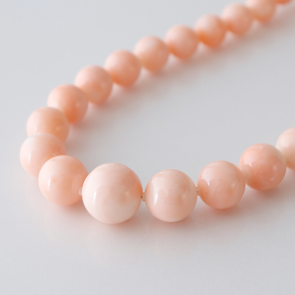 楽天市場】≪1年保証付き≫ 本ボケ珊瑚7.5〜13.5ミリ玉55センチK18