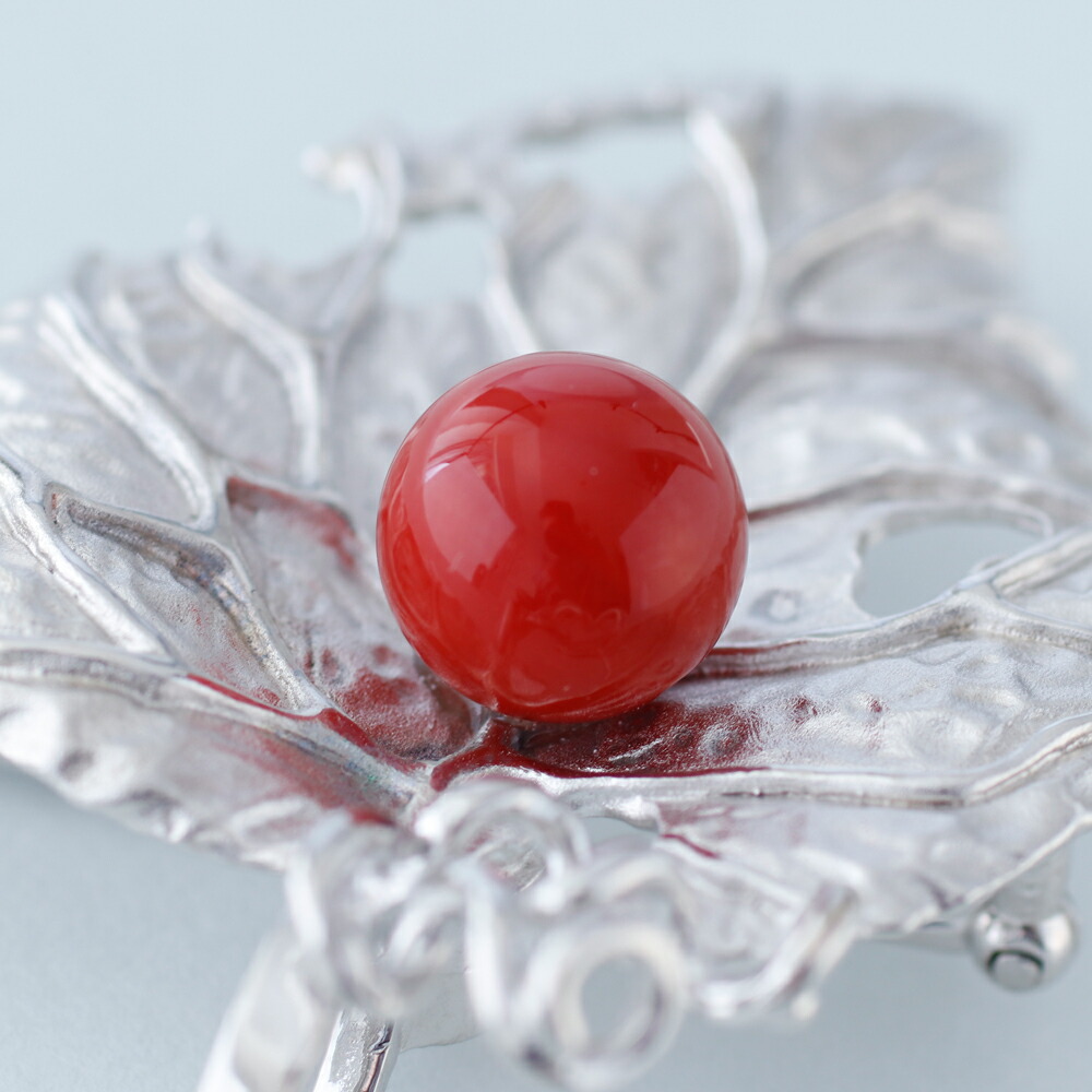 031509 血赤珊瑚 さんご サンゴ ビンテージ ブローチ 帯留め 031509 血