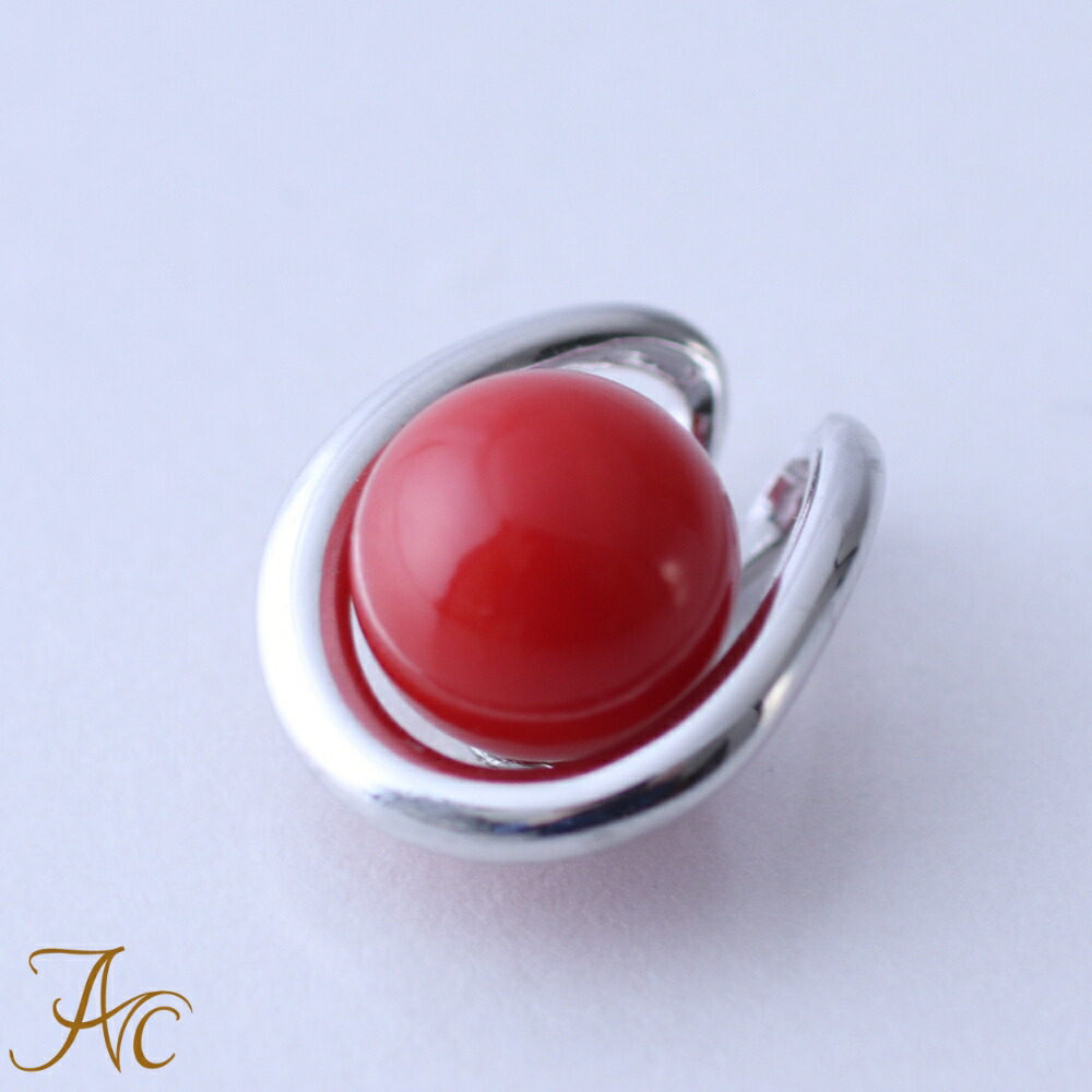 楽天市場】≪1年保証付き≫ 地中海産赤珊瑚6.5ミリ玉K18WGペンダント