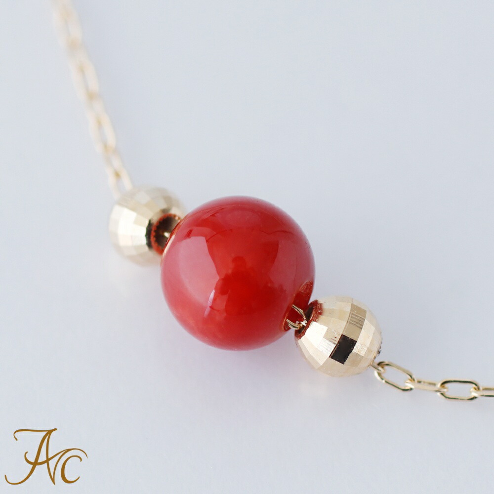 楽天市場】≪1年保証付き≫地中海産赤珊瑚5.2ミリ玉K18ペンダント