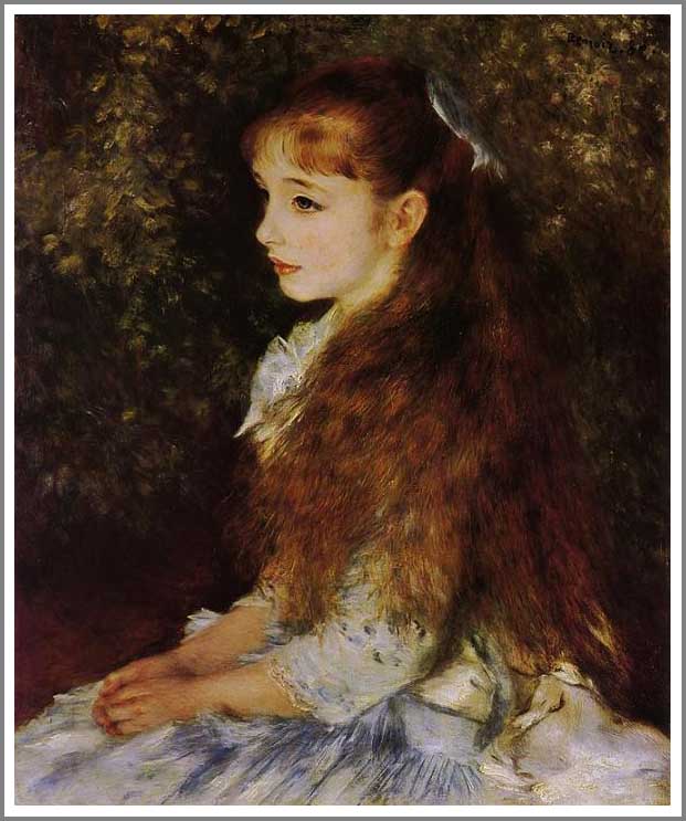 模写ルノアールイレーヌ嬢油絵額縁付き