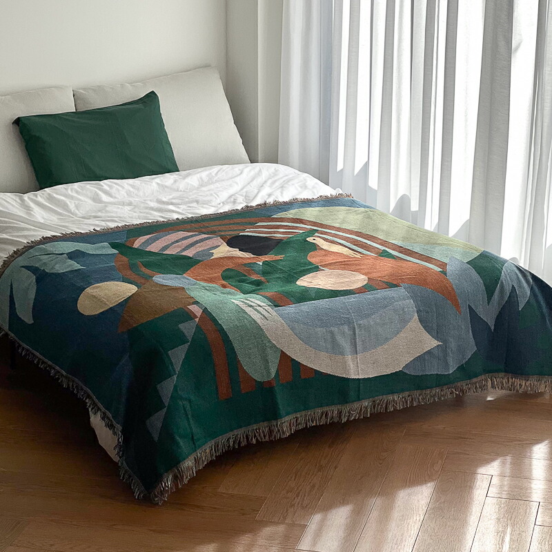 楽天市場】calm forest ベッドスロー 130×180【ART OF BLACK】 : ART