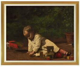 キャンバス油絵 自分の子どものころの写真を見るにゃんこたち