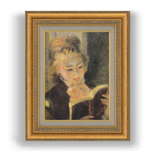 油絵 直筆仕上げルノワール ピアノと若い少女 F4 額 ルノワール 読書