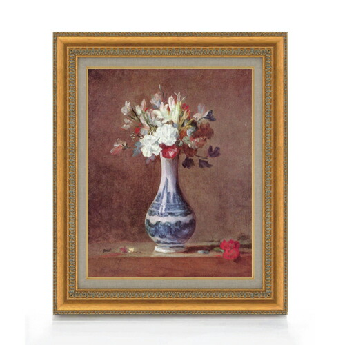 油彩画 花瓶の花々 作者不明 肉筆 豪華フレーム 縦55cm横45cm 油彩画