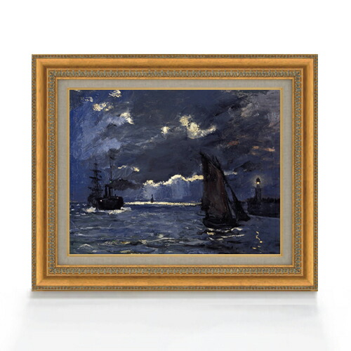楽天市場】【油絵 直筆仕上げ】クロード・モネ 海景、月明かりに照ら