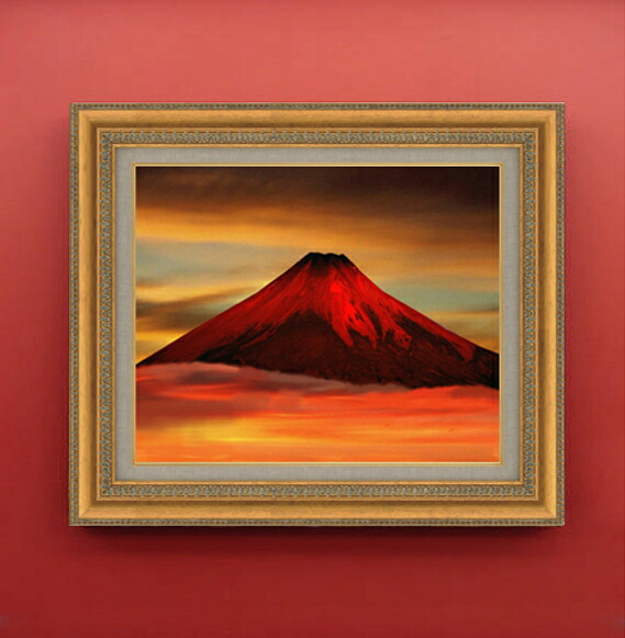 油絵 タイトル「赤い山」 オリジナル 原画 油絵 タイトル「赤い山