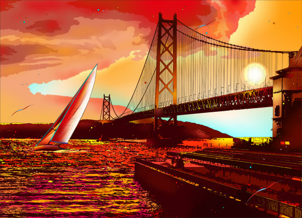 鈴木英人 クルーザーヨット船絵アートインテリア