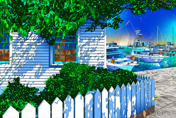 楽天市場】「快適波止場」□鈴木英人-版画（額装版画）□ヨット