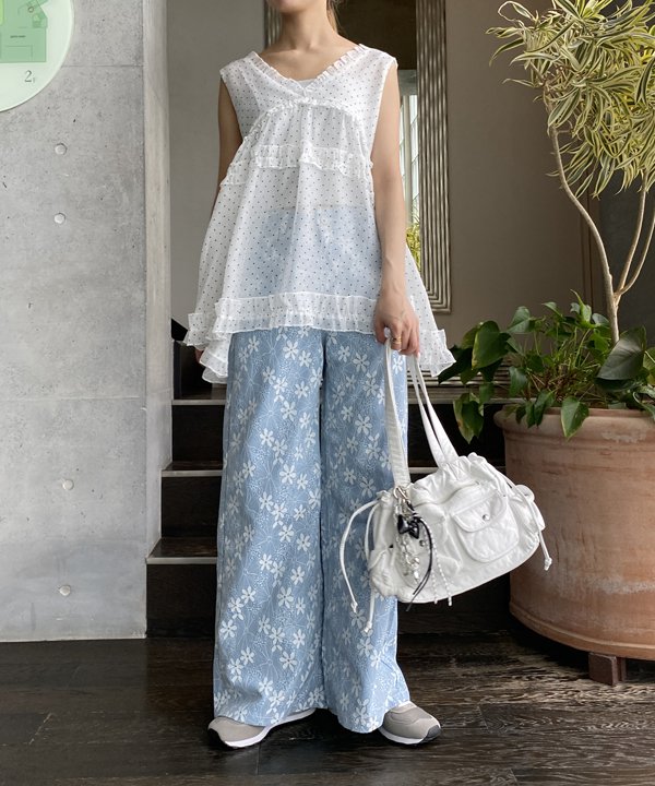 新品タグ付き レース☆デニムPT asknowasdewan アズノウアズデワ