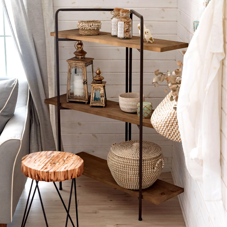 楽天市場】【最大500円クーポン】 シェルフ アイアン 木製 幅90cm 高さ