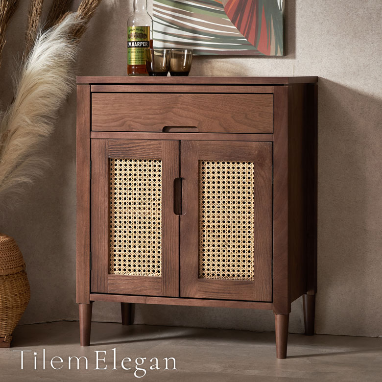 ラタン製 キャビネット チェスト サイドボード 四段 古道具 【公式通販】