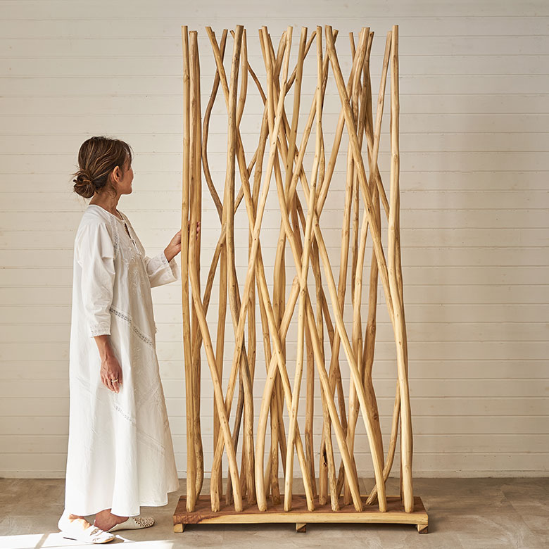 アジアンパーテーション ヴィンテージ 木製 手彫り