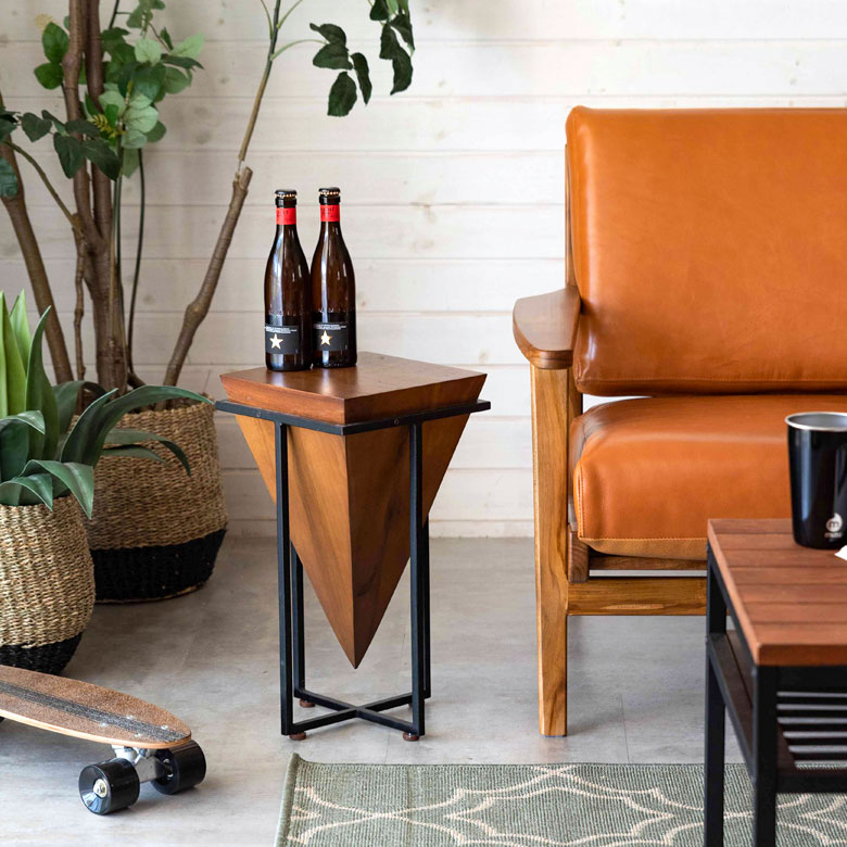 ダークブラウン サイドテーブル アイアン リビング ティーテーブル