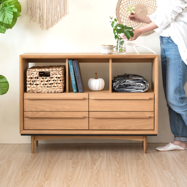 楽天市場】チェスト 木製 引き出し 4杯 オープンタイプ W 100 × D 34