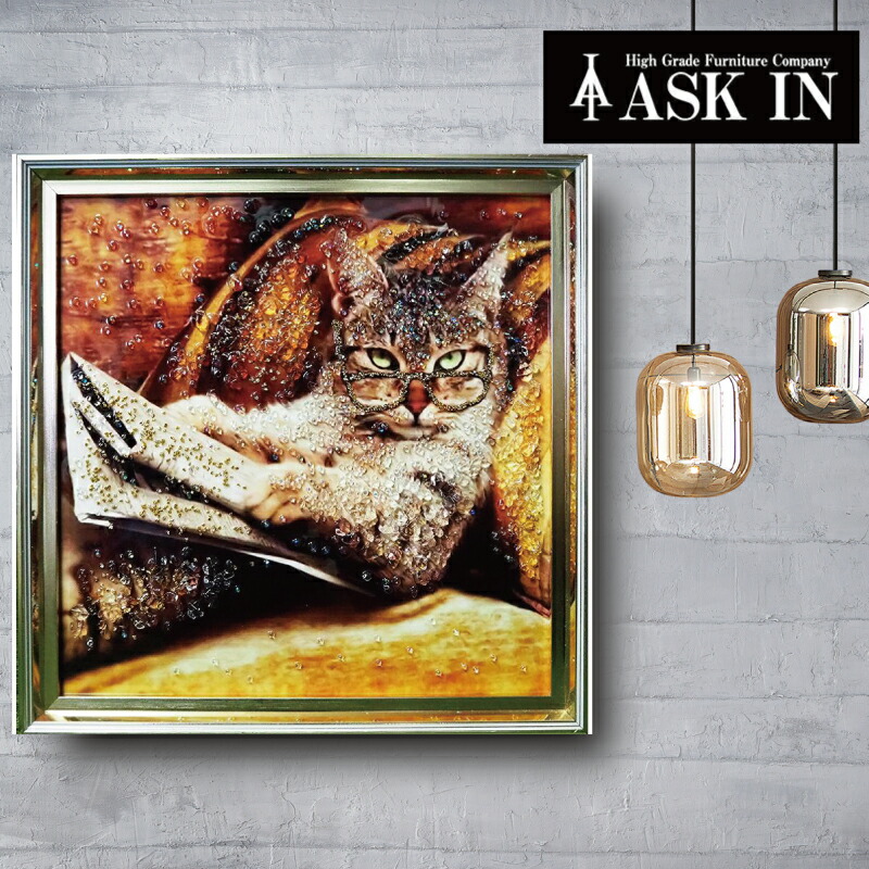 楽天市場】クリスタルアート 水晶 アートパネル 41x41cm 猫 ねこ