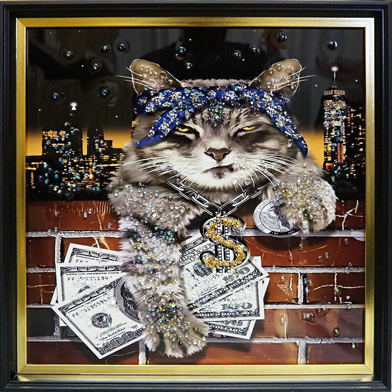 楽天市場】クリスタルアート アートパネル アート 猫 ねこ 金運 お金