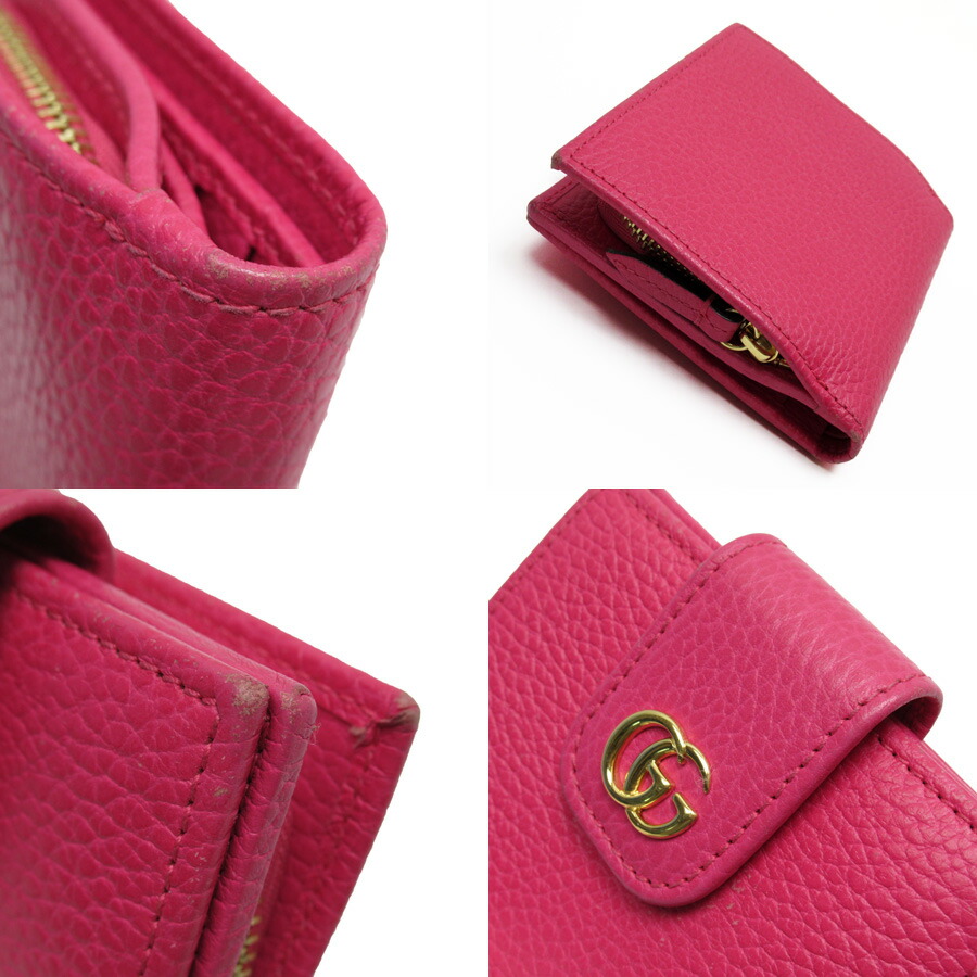 楽天市場】グッチ GUCCI 二つ折り財布 GG ピンク系xゴールド レザー