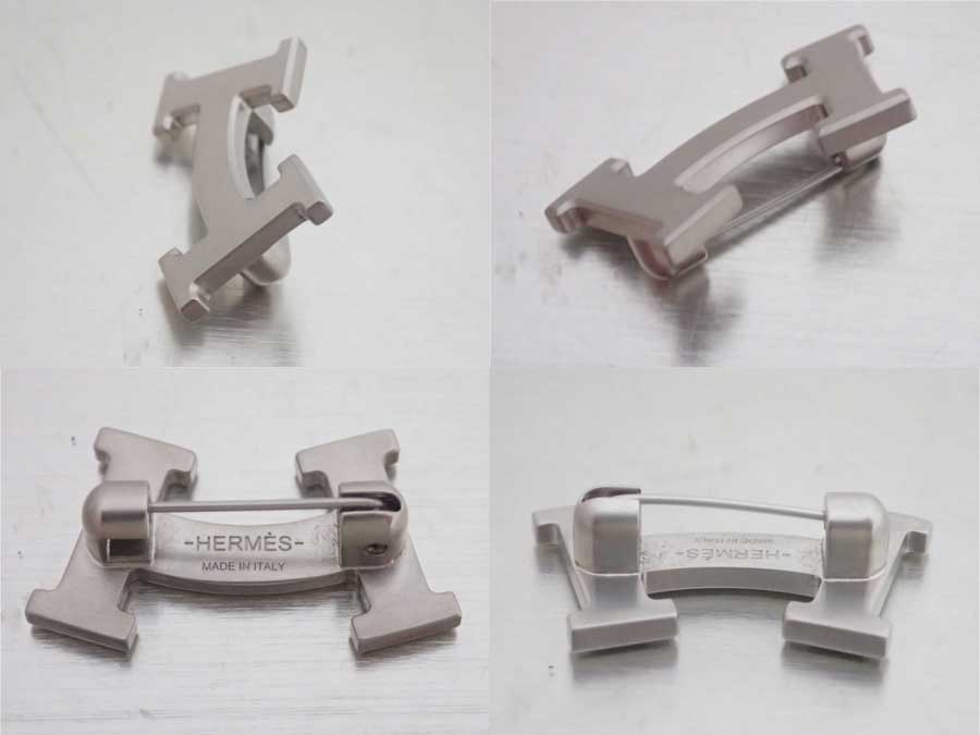 楽天市場】エルメス HERMES ブローチ Hスマイル マットシルバー 金属