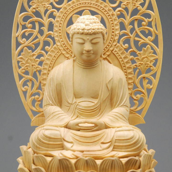 楽天市場】仏像 御本尊 総 柘植 （つげ）材 六角台座 2.5号 釈迦如来