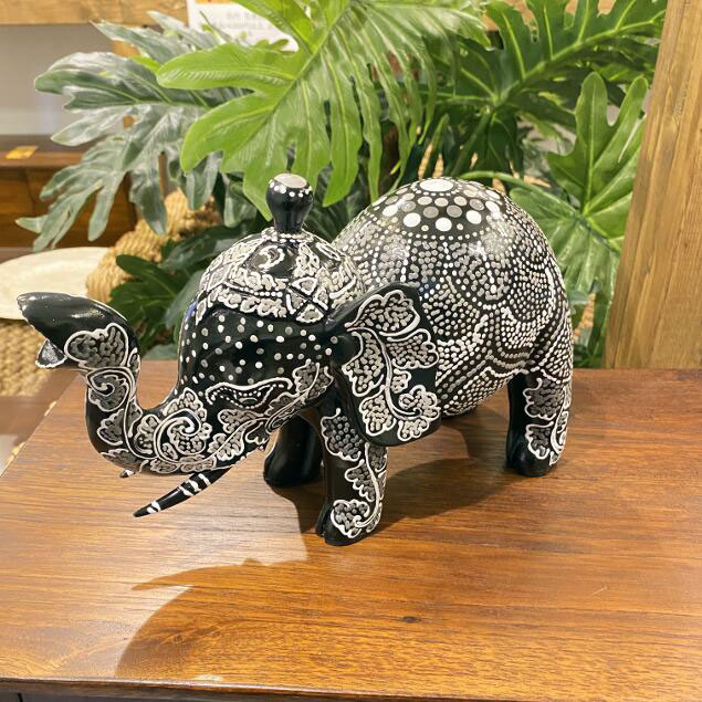 特大サイズ‼️】木彫り 象の置き物 置物 インテリア オブジェ シルバー