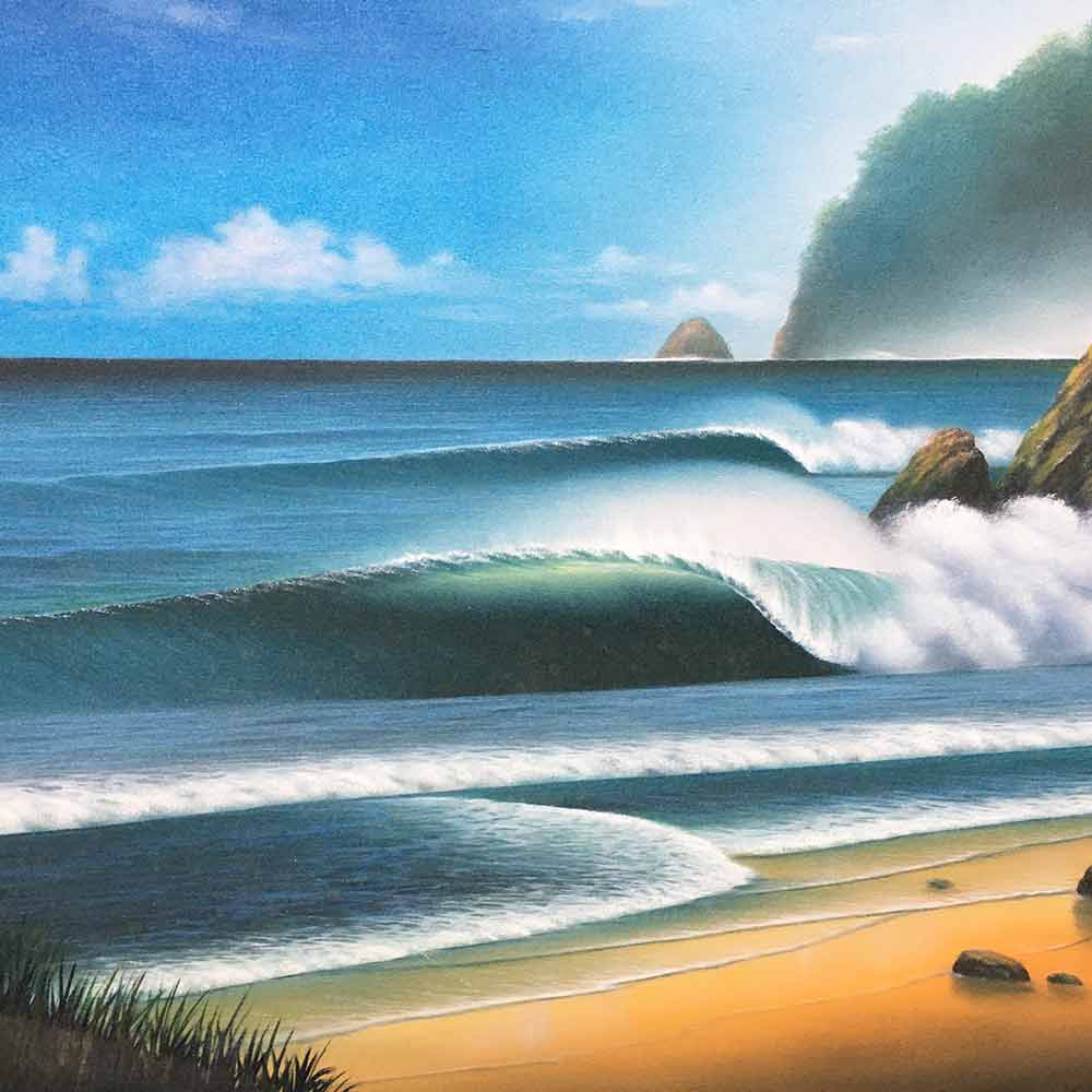 楽天市場】バリ 絵画 波の絵 ビーチ 海岸 Goes Windy 80×60cm 青い 海