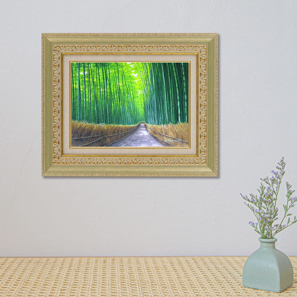 油絵 絵 絵画インテリア 額付(青緑＋金色の枠) uF6-061104 静物果物