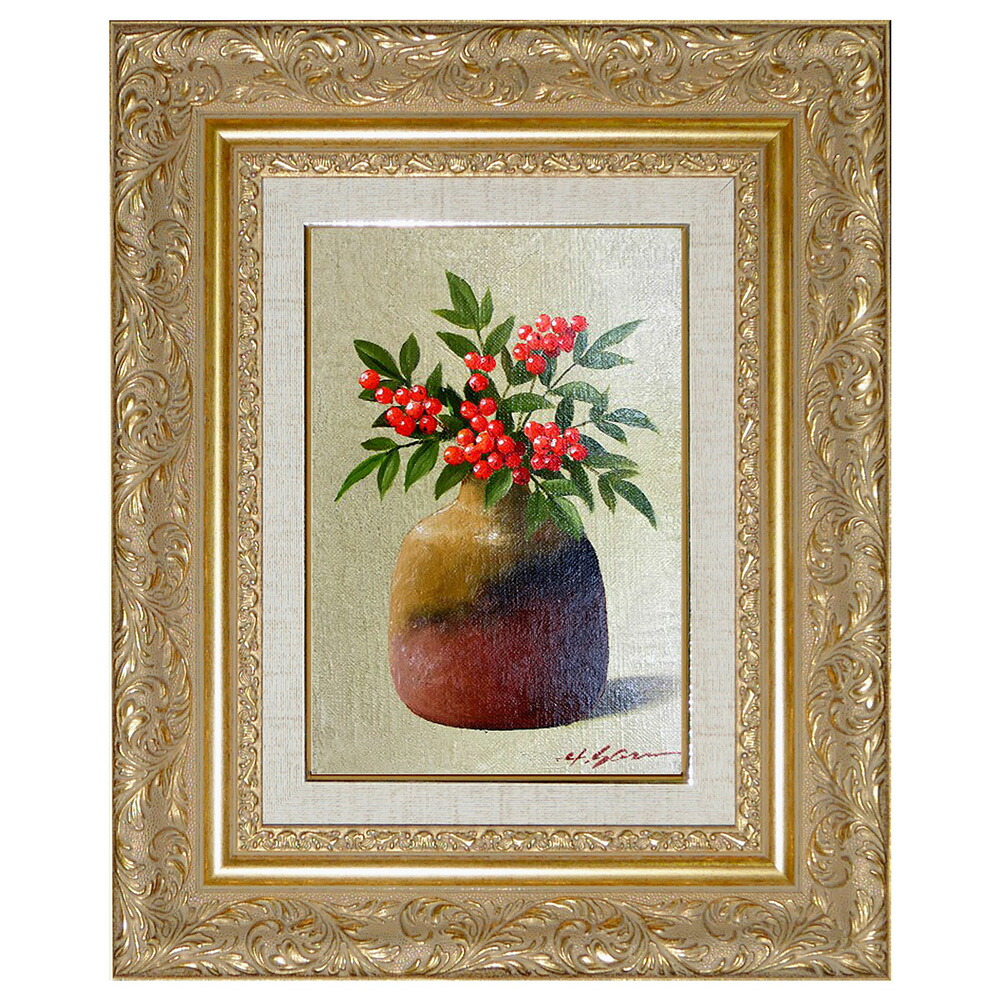 冬の風景 水墨画 金色フレーム付き 水墨画 冬の風景 金色フレーム 冬の