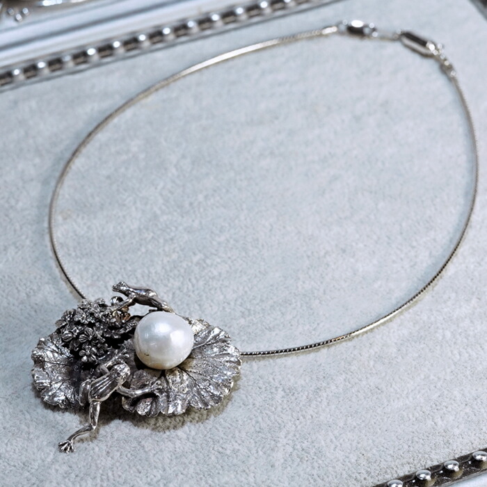 楽天市場】天然 南洋真珠 ネックレス かえる ブローチ シルバー 真珠