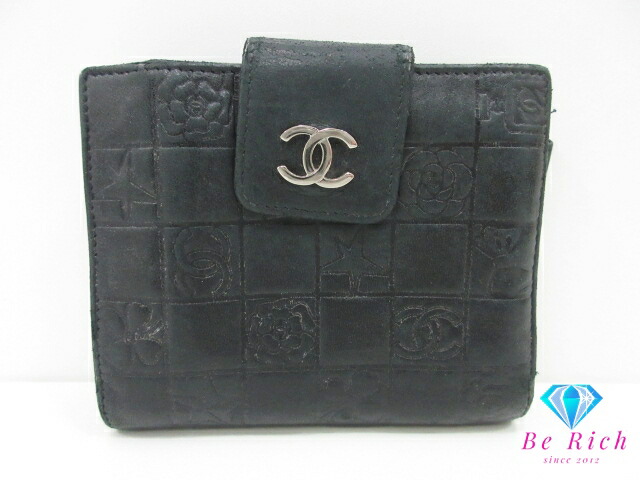 楽天市場】シャネル wホック 二つ折り財布 キャビアスキン ブラックの通販
