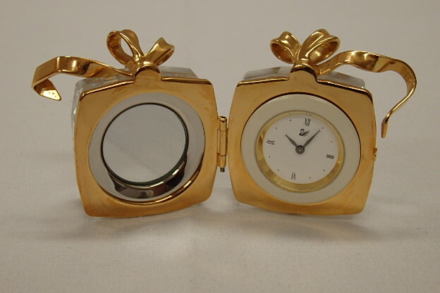 新品スワロフスキーSWAROVSKI18Kゴールドベルガラスリボン飾りオブジェ