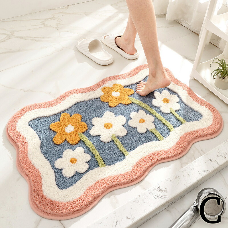 楽天市場】玄関マット バスマット かわいい 花形 泥落とし 吸水