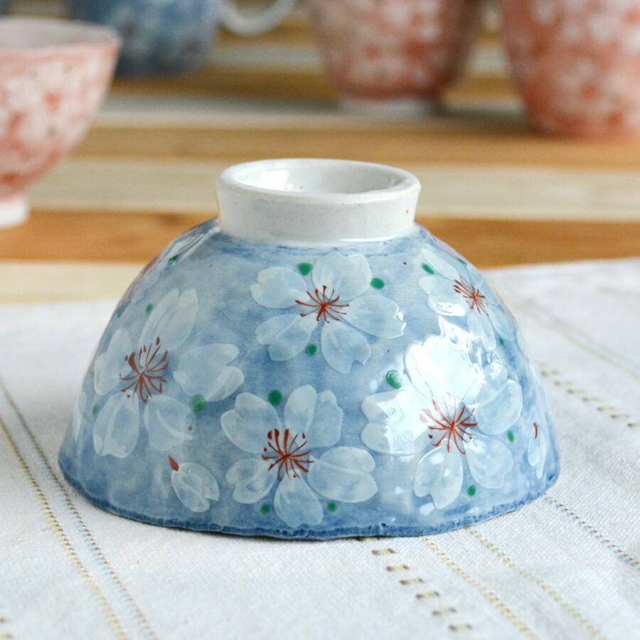 楽天市場】美濃焼 やよい花茶碗 ブルー 径11x高6.5cmricebowl sakura