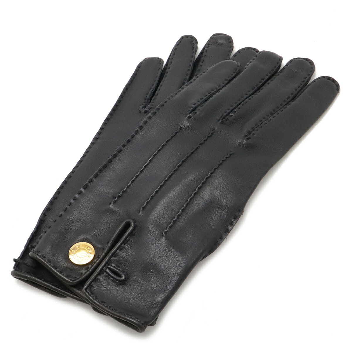 エルメス】手袋 ラムレザー カシミヤ100% 黒 サイズ8.5 セリエボタン