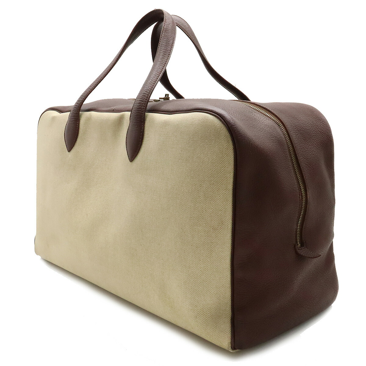 Victoria エルメス ボストンバッグ ヴィクトリア50 ベージュ×ブラウン