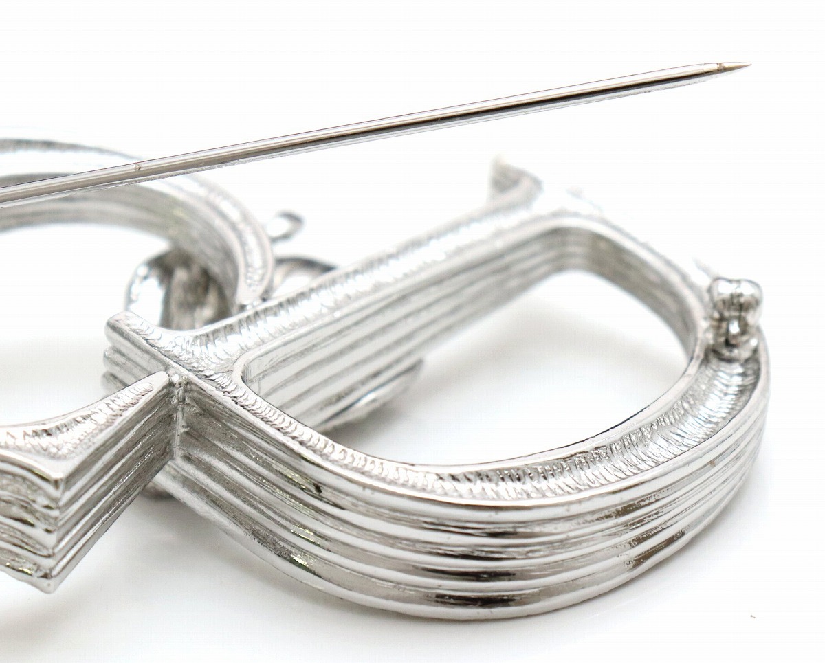 極美品 正規品 Dior ブローチ 旧ロゴ ビンテージ クリスタル シルバー